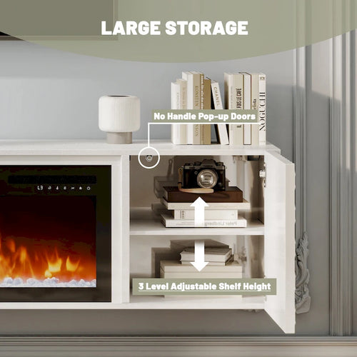 Mueble para TV montado en la pared de 67 con chimenea eléctrica de 36