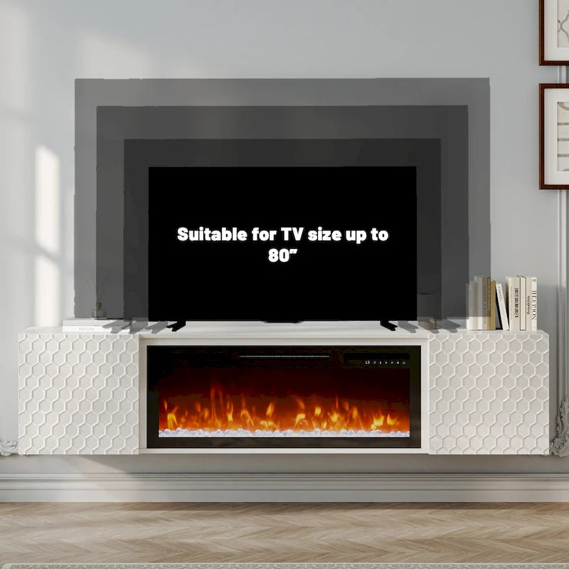 Szafka RTV wisząca 67 z elektrycznym kominkiem 36