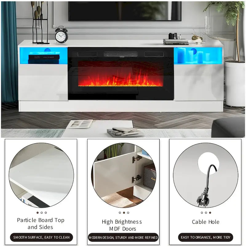 Mueble para TV con chimenea de 70 y chimenea eléctrica de 36
