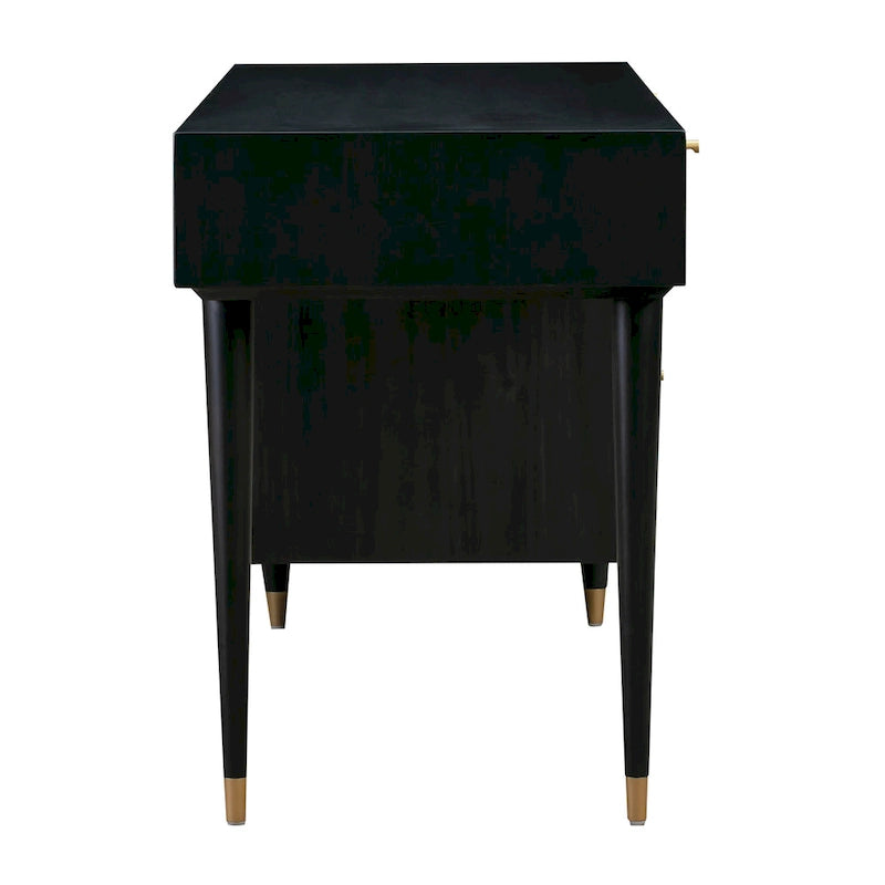 Scrivania in legno e canna con 3 cassetti