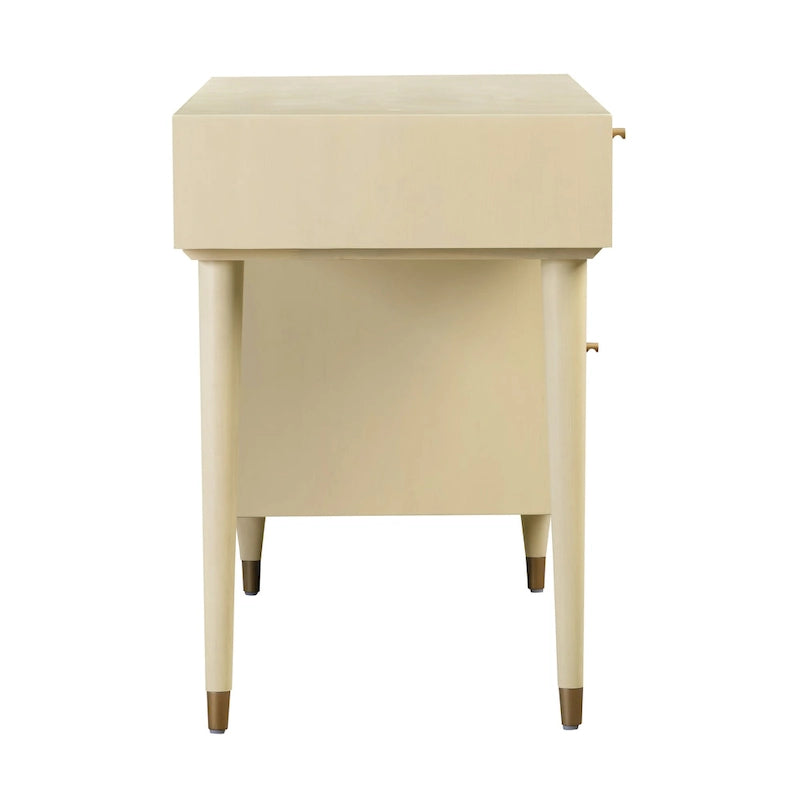Scrivania in legno e canna con 3 cassetti