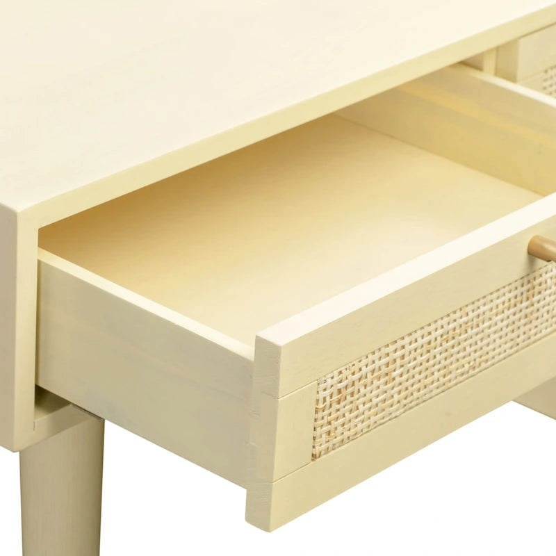 Scrivania in legno e canna con 3 cassetti