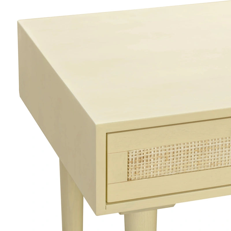 Scrivania in legno e canna con 3 cassetti