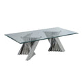 Mesa de centro moderna de vidrio con base espiral - Mesa de centro
