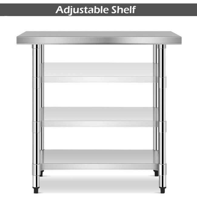 Tavolo da lavoro professionale in acciaio inox per cucina - 36 pollici L x 24 pollici W x 35 pollici H