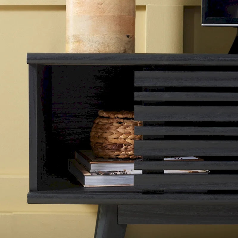 Mueble para TV y medios con almacenamiento de nogal de 59 pulgadas - 59 W x 15 L x 19 H - 59Wx15Dx19H