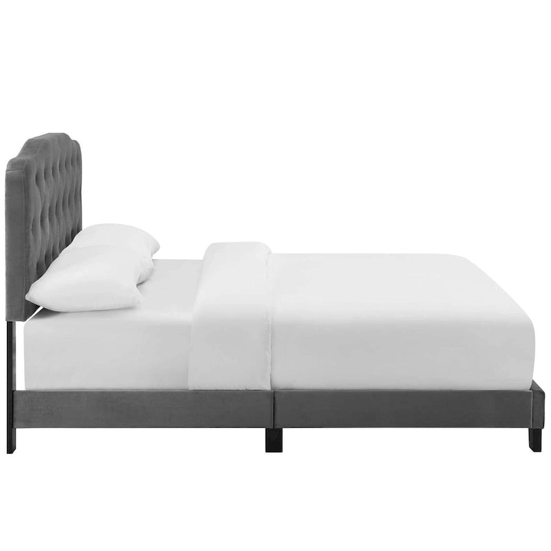 Letto imbottito in velluto in stile nordico