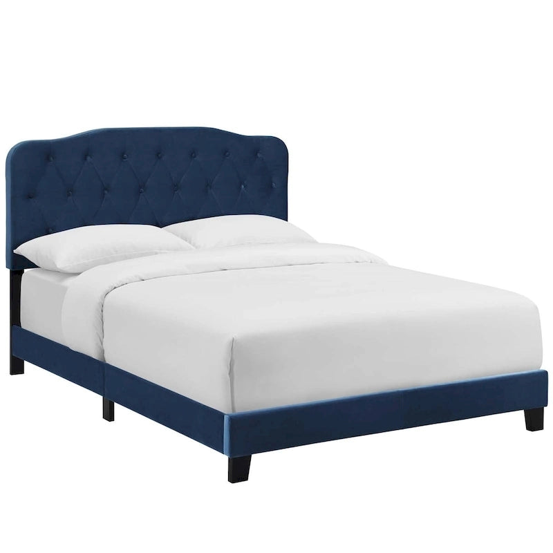 Letto imbottito in velluto in stile nordico