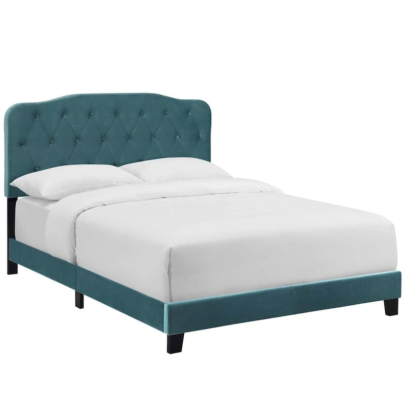Letto imbottito in velluto in stile nordico