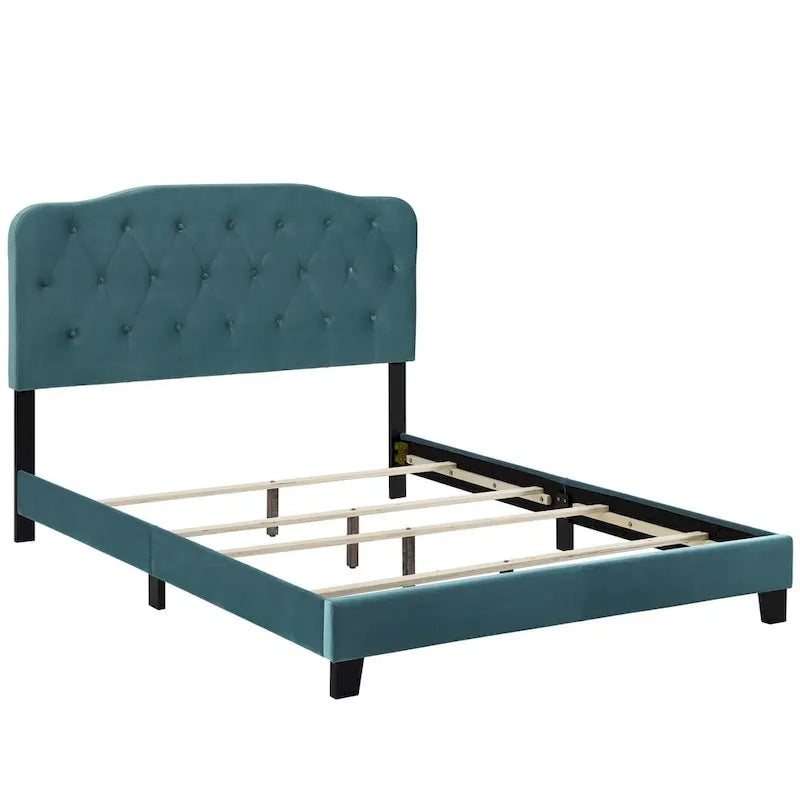 Letto imbottito in velluto in stile nordico