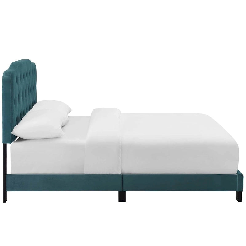 Letto imbottito in velluto in stile nordico
