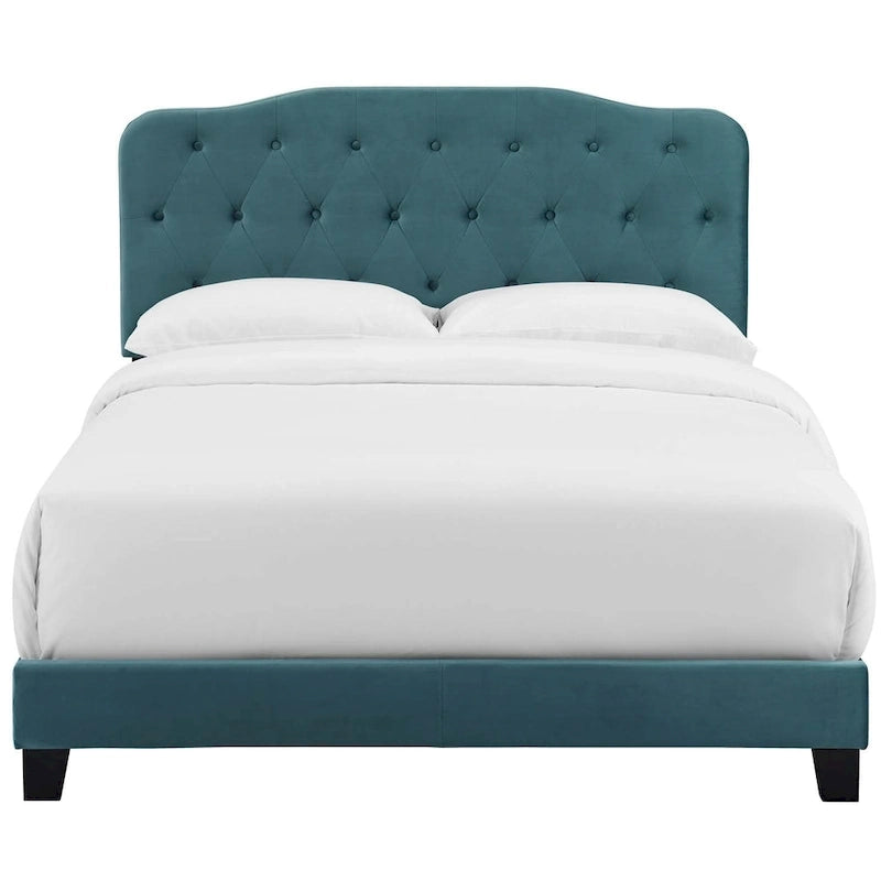 Letto imbottito in velluto in stile nordico