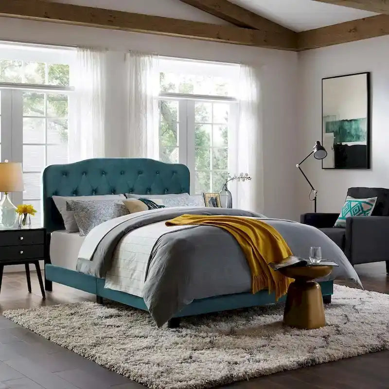 Letto imbottito in velluto in stile nordico
