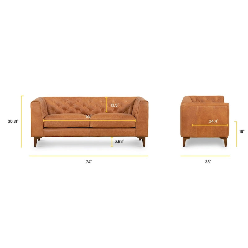 Sofa do mieszkania 74 - pełnoziarnista naturalna skóra włoska