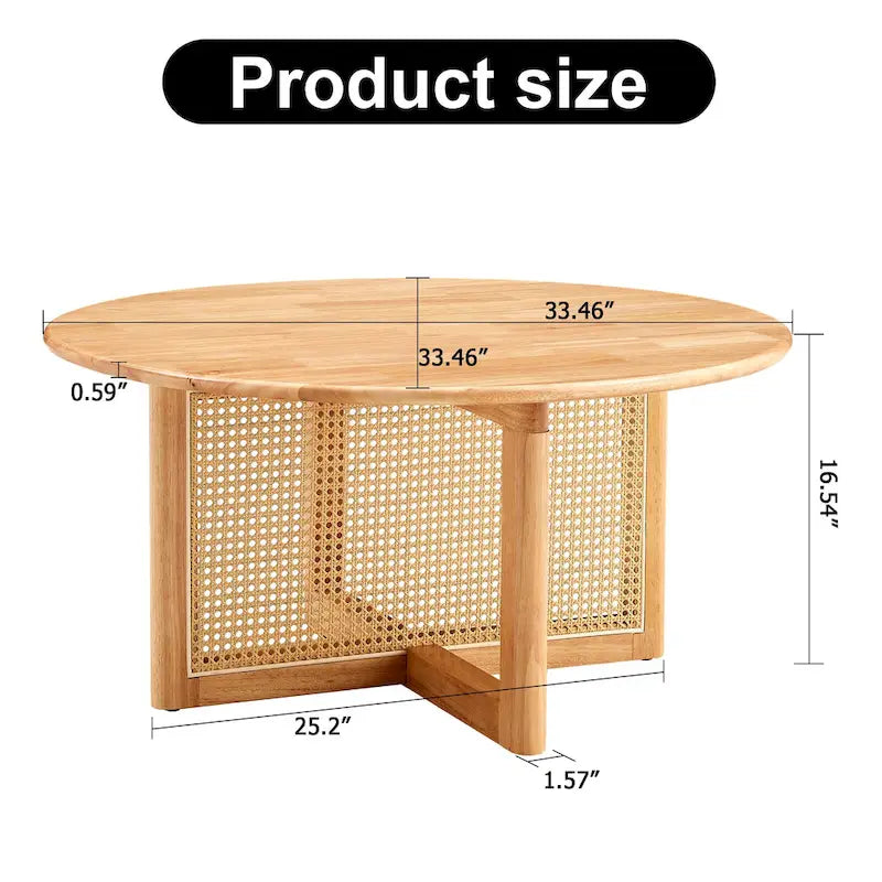 Tavolino da caffè in legno con dettagli in finta rattan