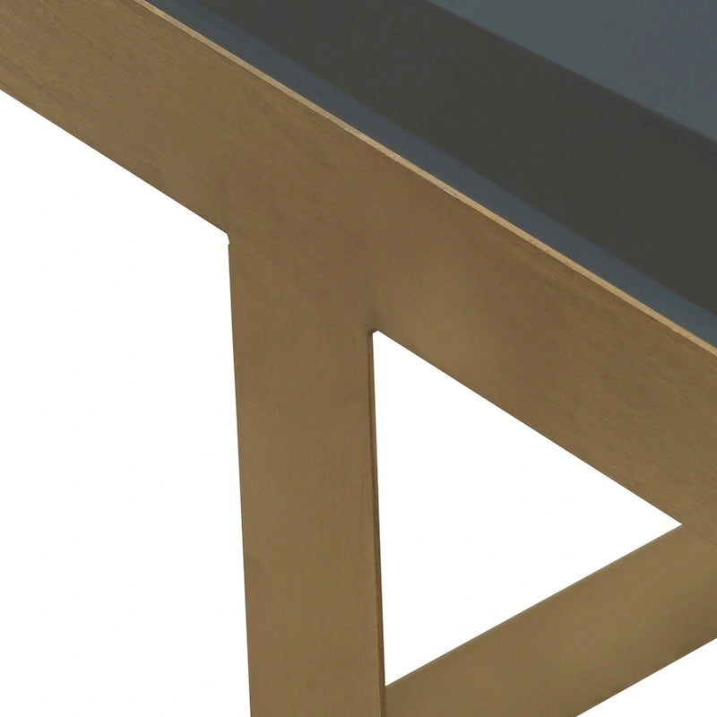 Mesa auxiliar decorativa moderna de estilo glamuroso, de metal y vidrio, dorada y negra, de 20 - 22 x 22 x 20