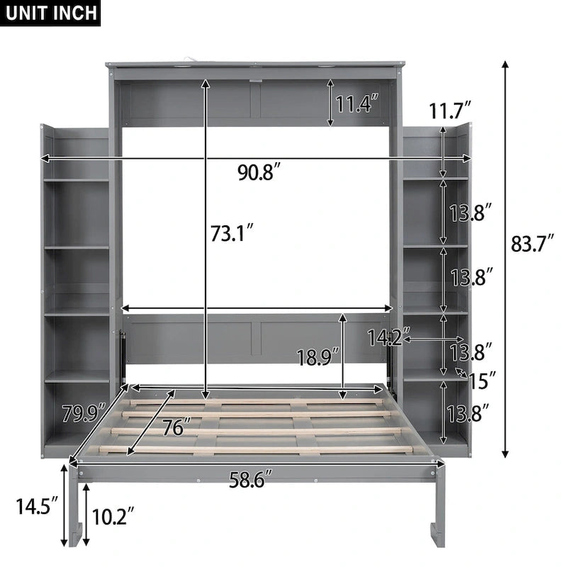 Cama abatible con estantes