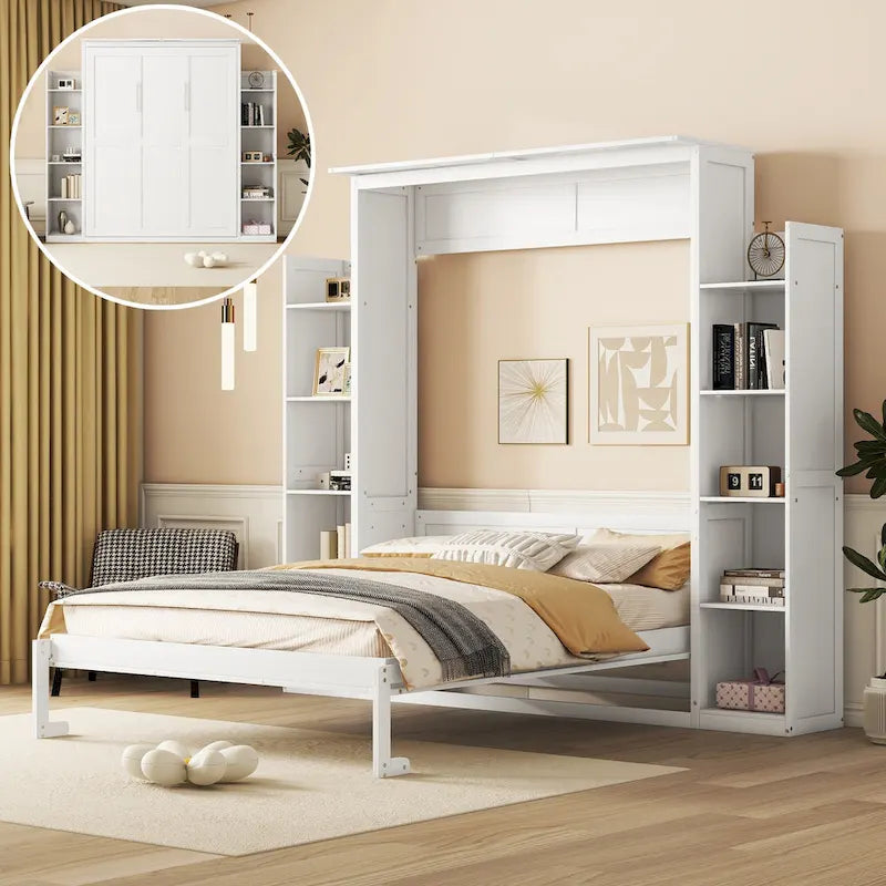 Cama abatible con estantes