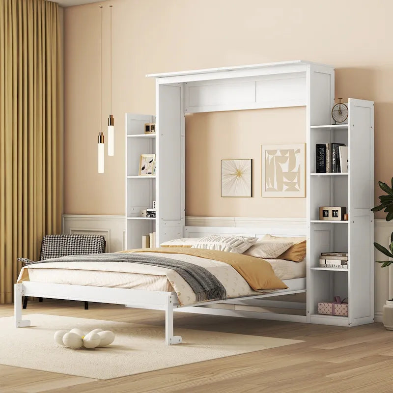 Cama abatible con estantes