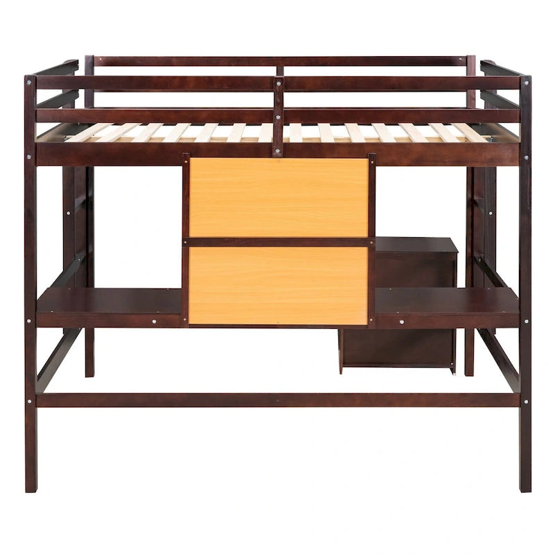 Letto a soppalco singolo in legno con scrivania