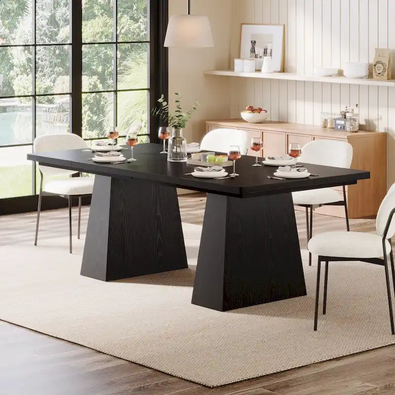 Tavolo da pranzo moderno da 63 pollici per 4-6 persone, tavolo da cucina in legno