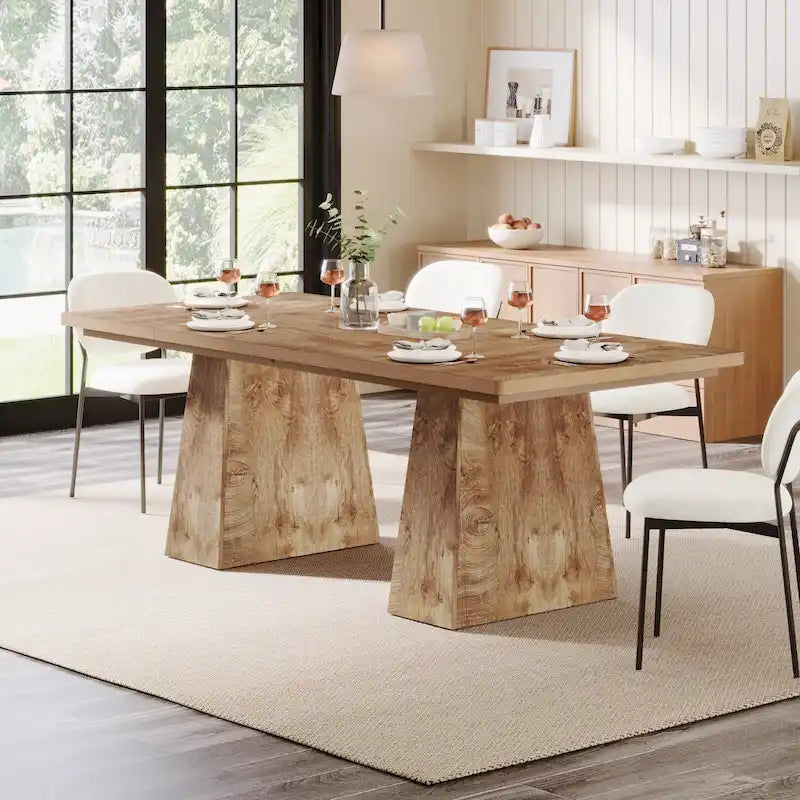 Tavolo da pranzo moderno da 63 pollici per 4-6 persone, tavolo da cucina in legno