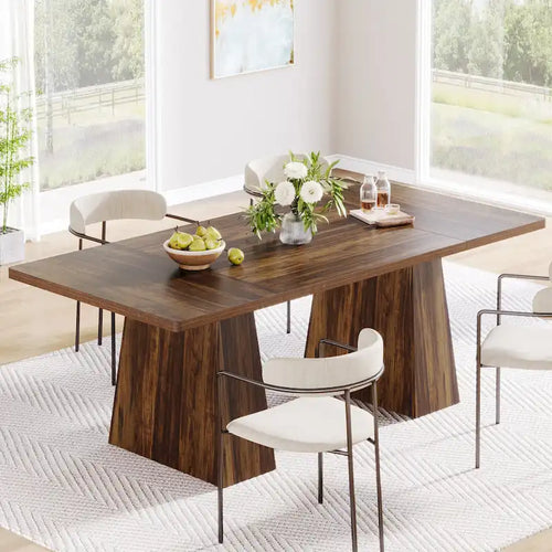 Mesa de comedor moderna de 63 pulgadas para 4-6 personas, mesa de cocina de madera