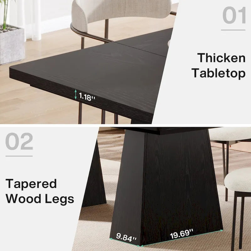Nowoczesny stół do jadalni 63 cale dla 4-6 osób, drewniany stół kuchenny