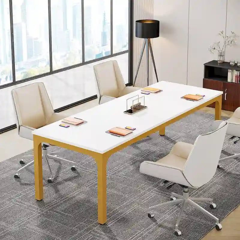 Tavolo da conferenza da 6.5FT, ampio tavolo riunioni con gambe in metallo per sala conferenze e ufficio