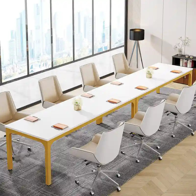 Tavolo da conferenza da 6.5FT, ampio tavolo riunioni con gambe in metallo per sala conferenze e ufficio