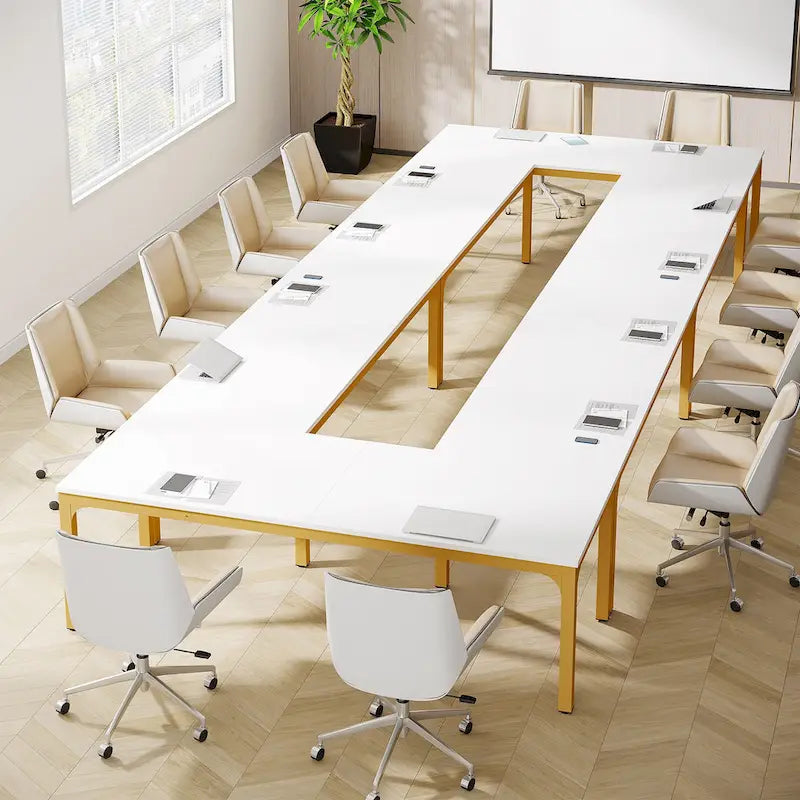 Tavolo da conferenza da 6.5FT, ampio tavolo riunioni con gambe in metallo per sala conferenze e ufficio