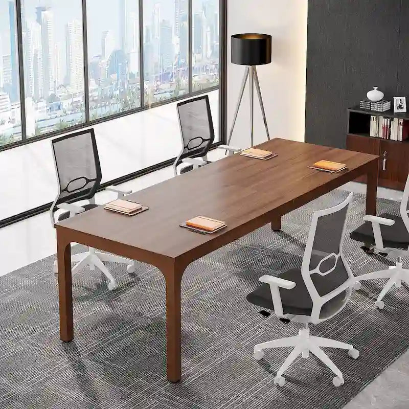Tavolo da conferenza da 6.5FT, ampio tavolo riunioni con gambe in metallo per sala conferenze e ufficio
