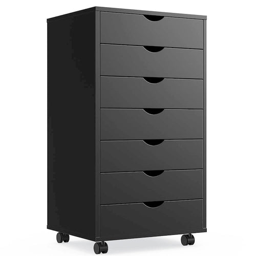 7 Drawer Chest - Storage Cabinets with Wheels Dressers Wood Dresser Cabinet Mobile Organizer Drawers for Office