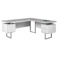 71 Grey L-Shape Computer Desk With Three Drawers