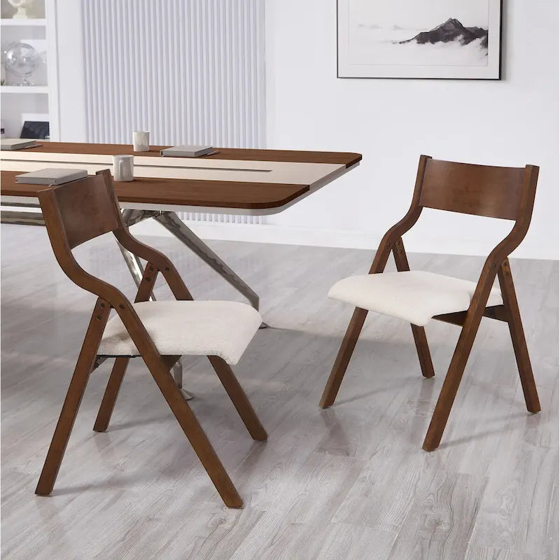 Set di 2 sedie da pranzo pieghevoli imbottite - design salvaspazio e portatile per sala da pranzo - elegante finitura noce