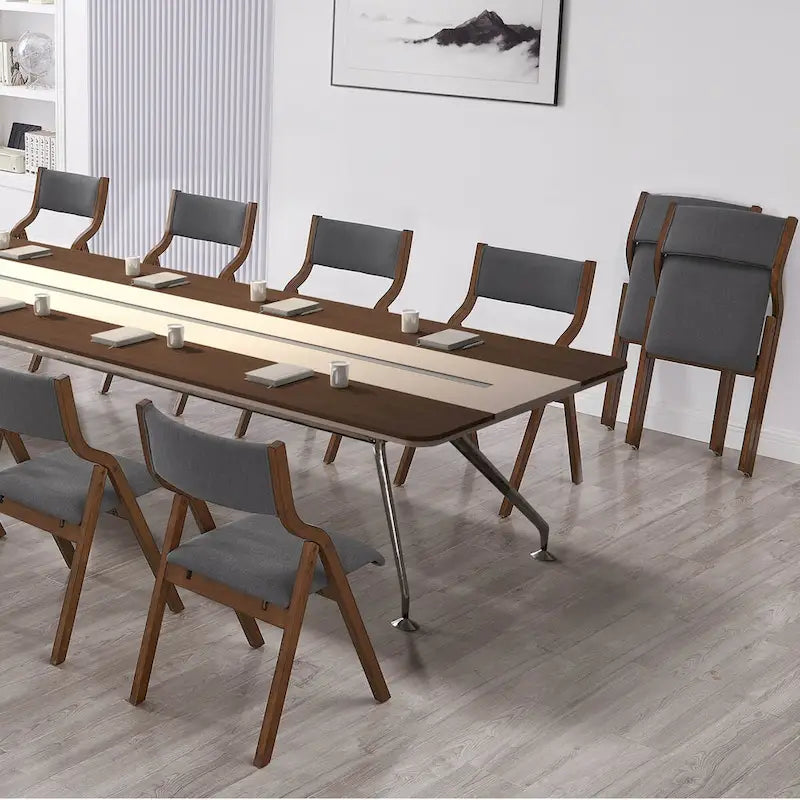 Juego de 2 sillas de comedor plegables tapizadas - Diseño portátil que ahorra espacio para el comedor - Elegante acabado de nogal