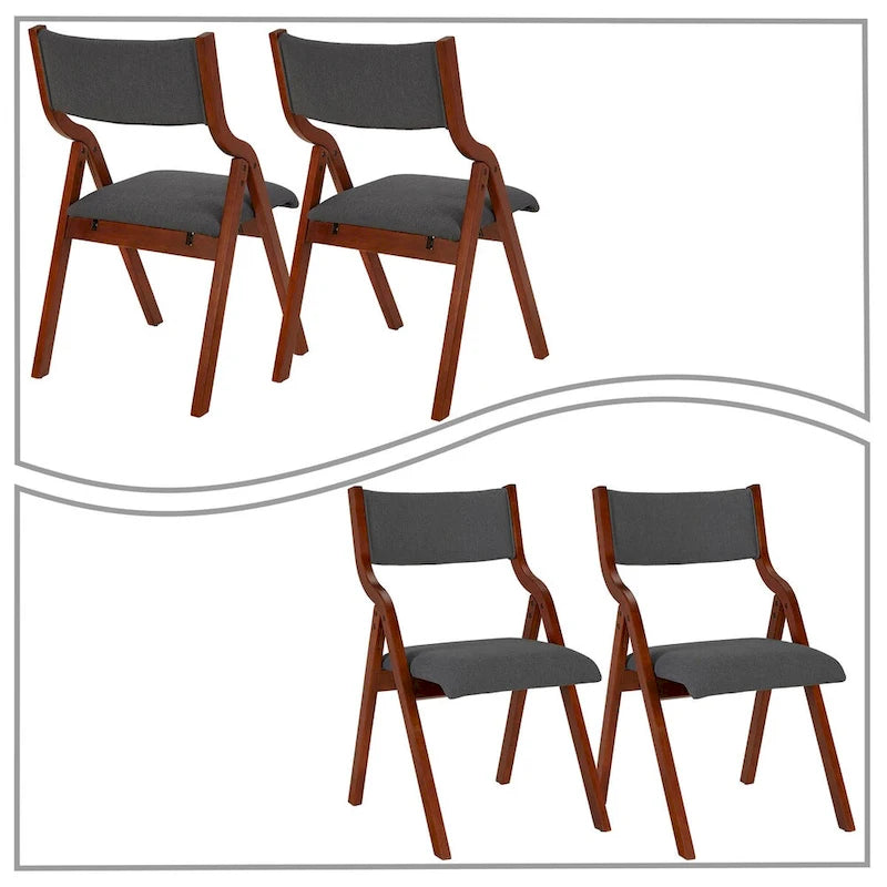 Sedie pieghevoli rivestite in tessuto vintage, set di 2